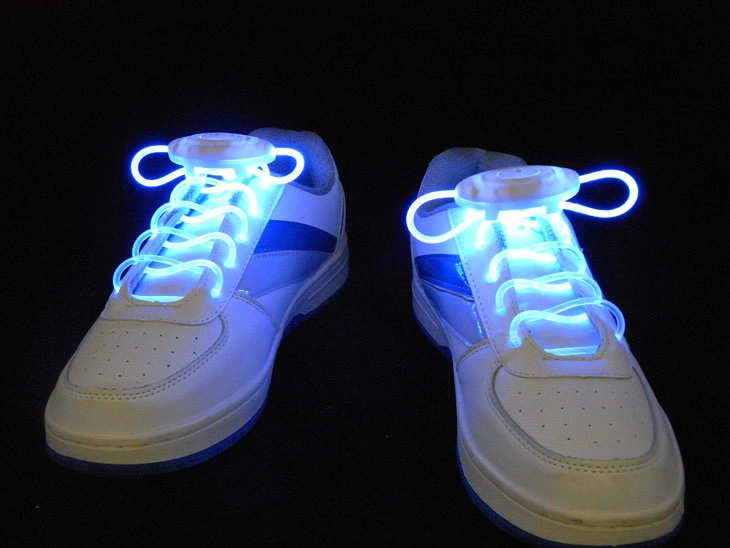 Custom Logo LED Glowing in The Dark Shoe Laces Flashing LED Party Shoelace for Promotion