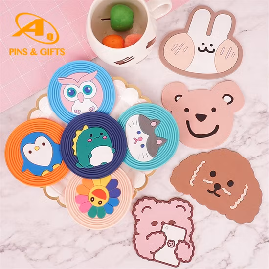 Usine promotionnelle personnalisée de haute qualité à bas prix en caoutchouc de silicone PVC produits en bambou tasse de boisson Coaster pour les articles ménagers